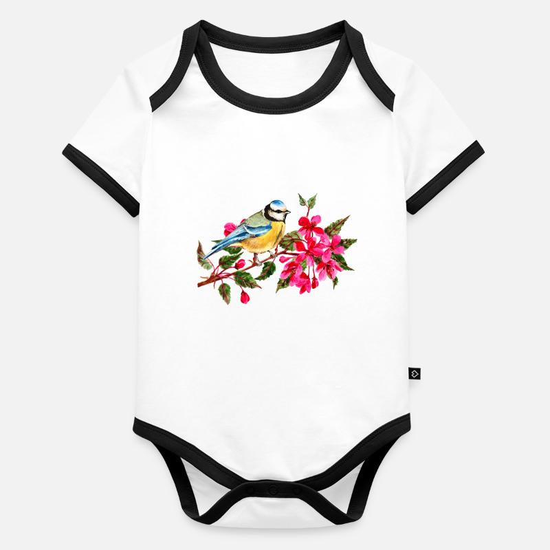 Vogel Baby Bio-Kurzarm-Kontrastbody