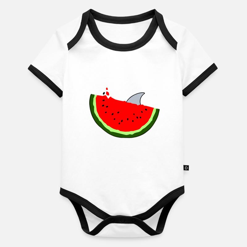 Wassermelone Hai Sommer Urlaub Surfer Geschenk Baby Bio-Kurzarm-Kontrastbody