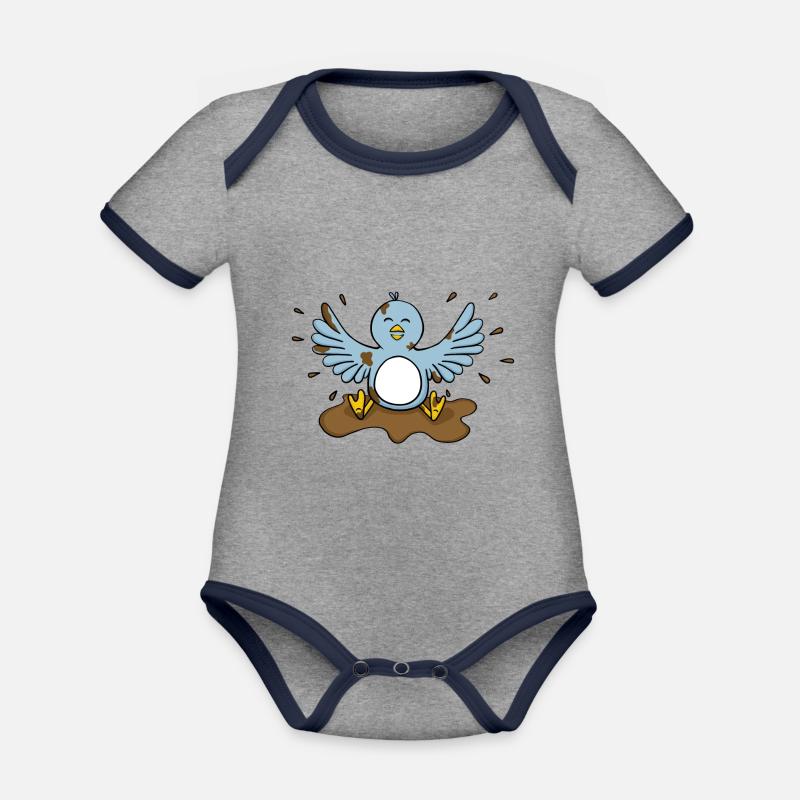 litter lout - Organic Baby Contrasting Bodysuit - heather grey/navy