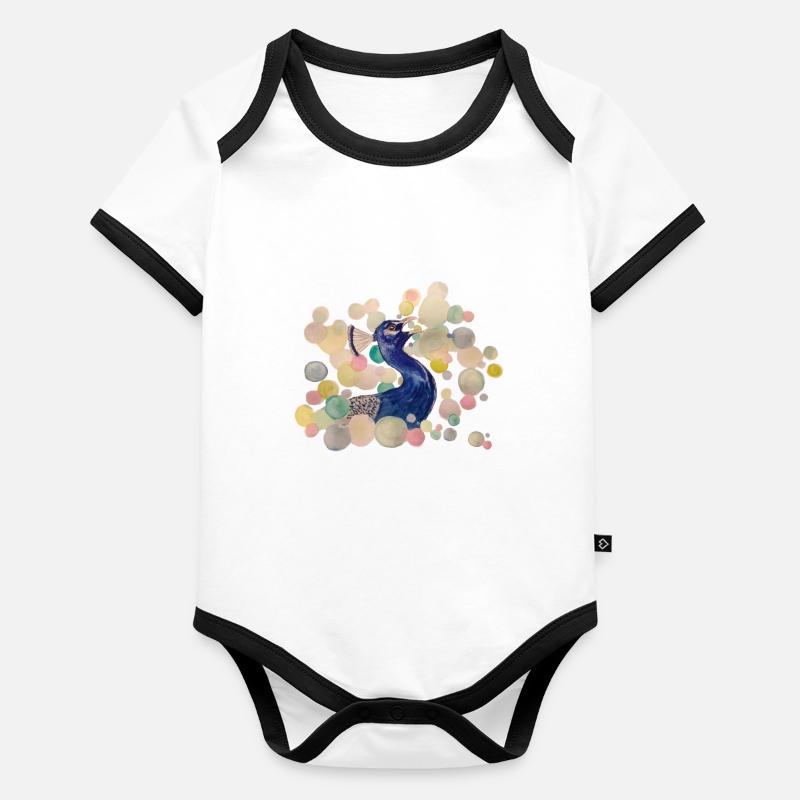 Pfau Baby Bio-Kurzarm-Kontrastbody
