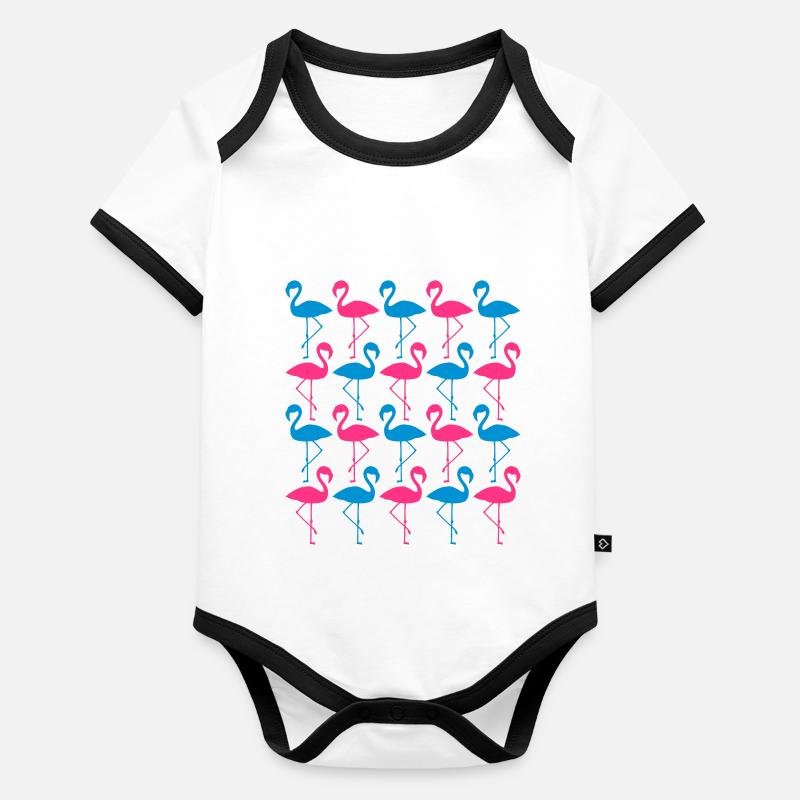 cool many team pattern row silhouette outline fla Organic Baby Contrasting Bodysuit