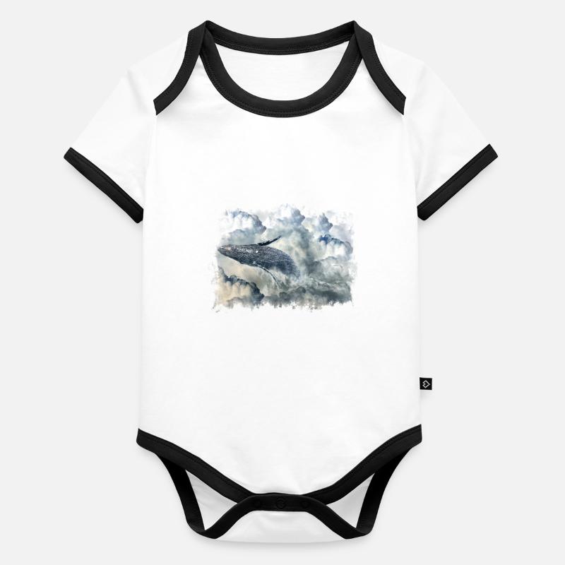 Wal in den Wolken Baby Bio-Kurzarm-Kontrastbody