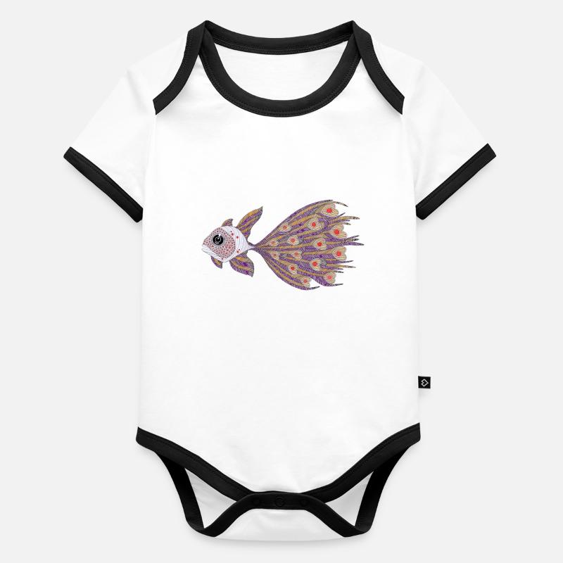 Poisson des coeurs Body Bébé bio contrasté manches courtes