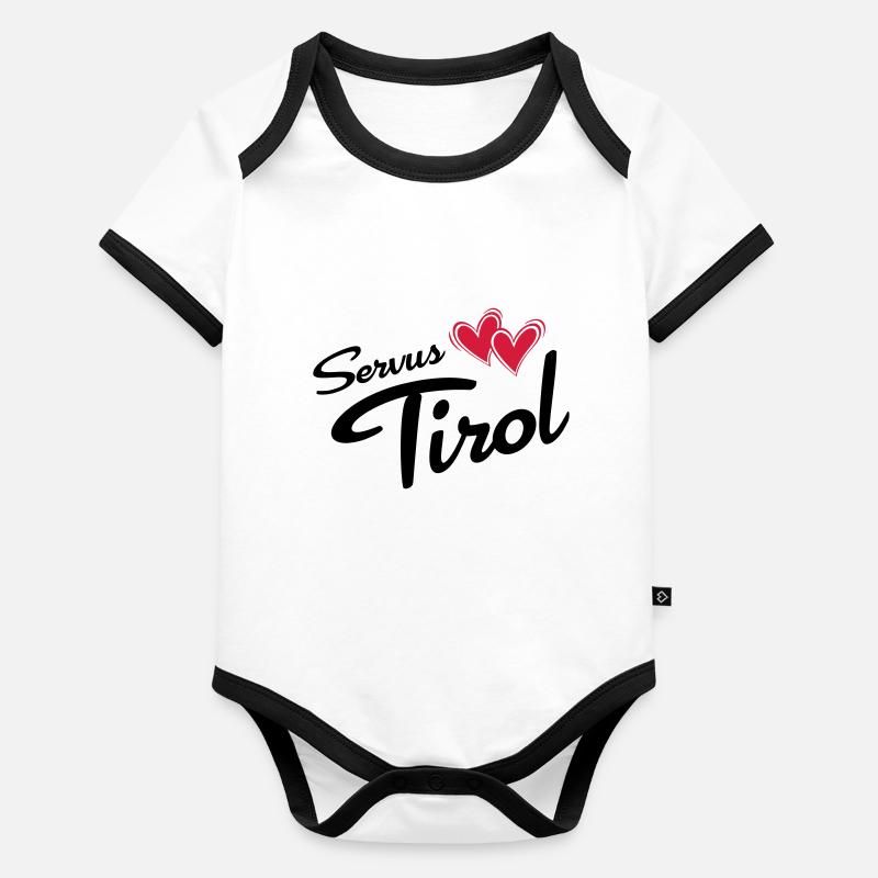 Servus Tyrol avec double coeur Body Bébé bio contrasté manches courtes