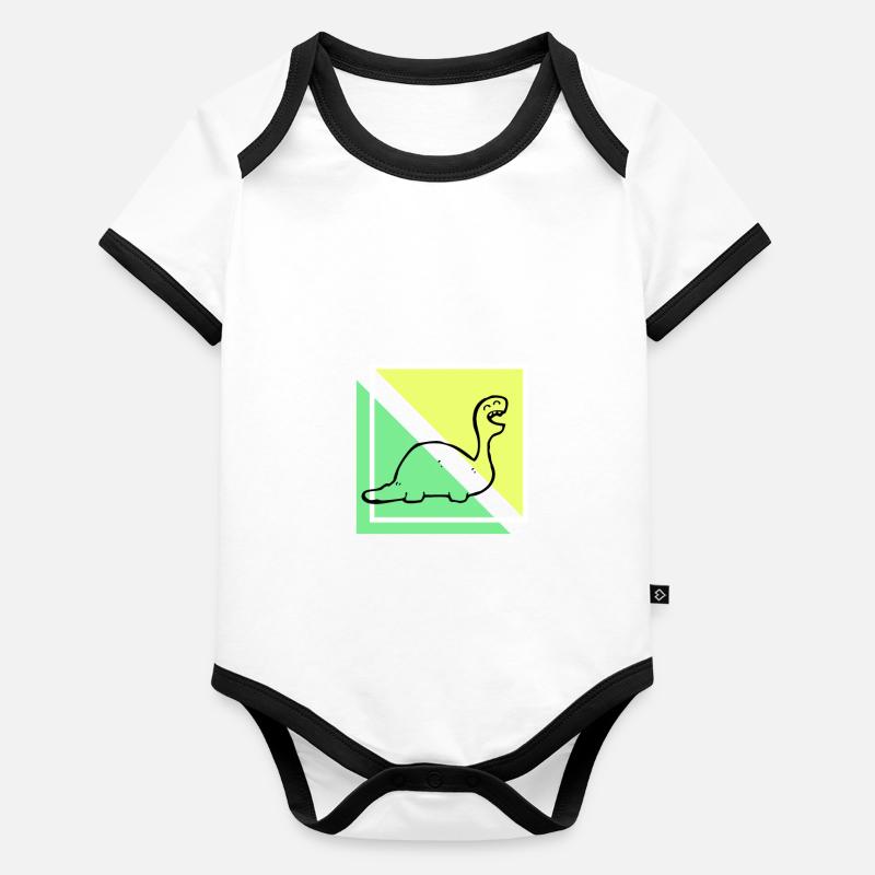 Nessi Dino Body Bébé bio contrasté manches courtes
