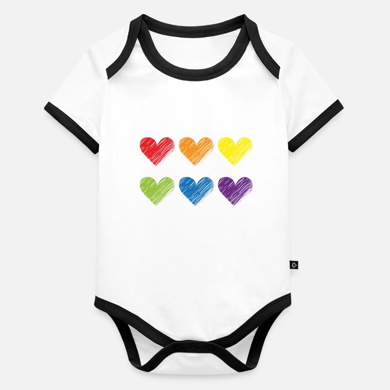 Coeurs Fierté Body Bébé bio contrasté manches courtes