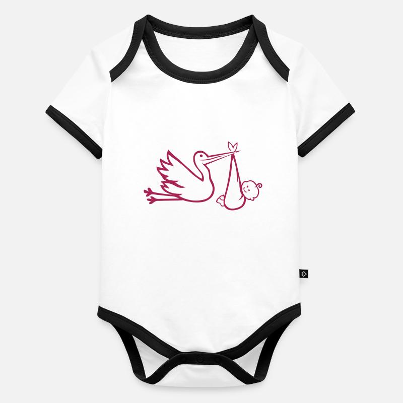 cigogne bebe naissance Body Bébé bio contrasté manches courtes