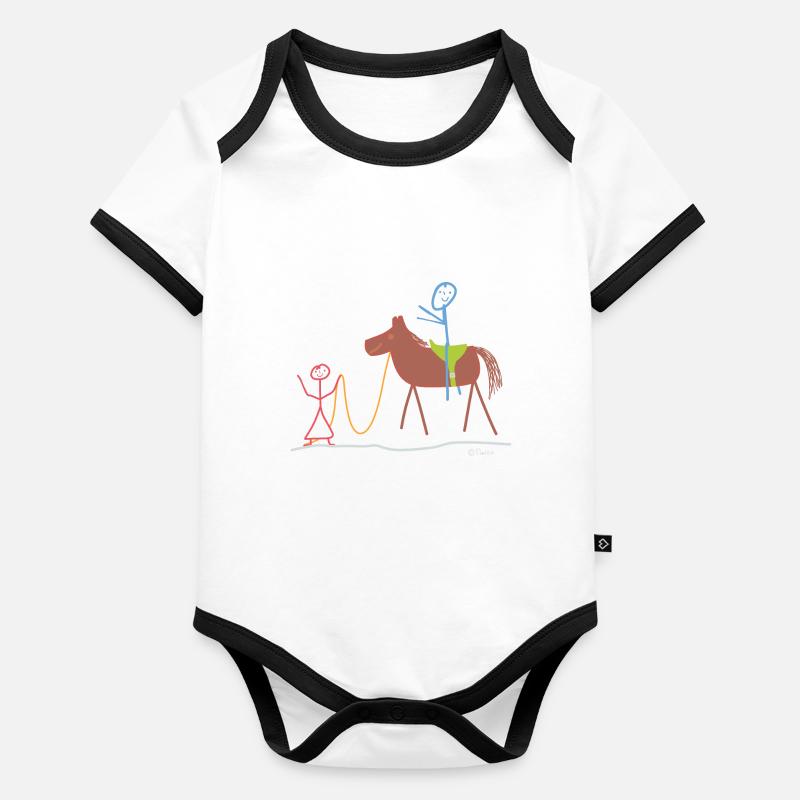 Riding instructor stick figure, Mrs. Horse Ponny stallion Organic Baby Contrasting Bodysuit