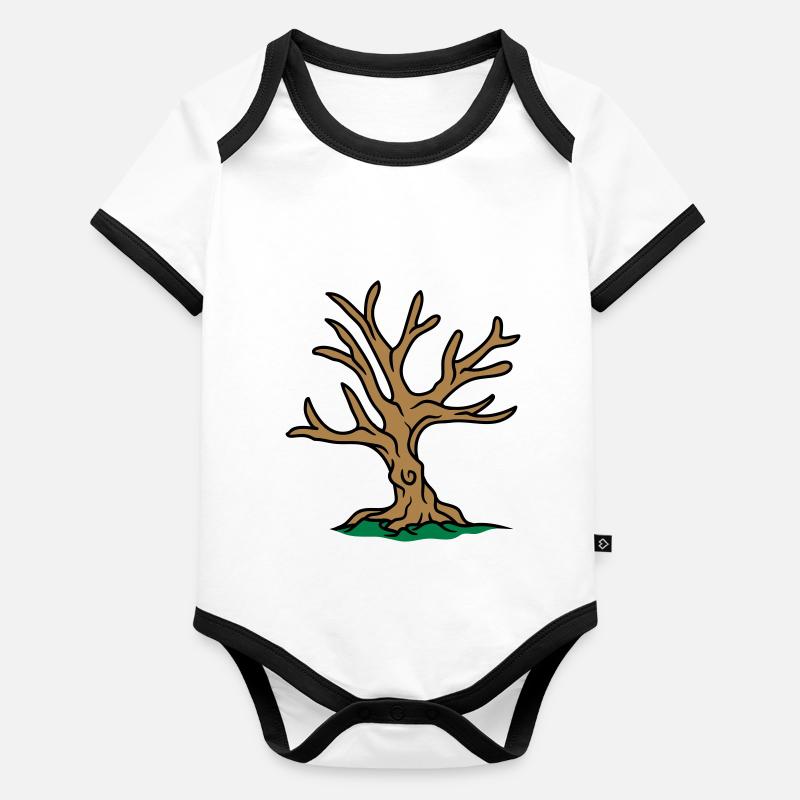 herbst baum winter bonsai baeumchen ohne blaetter Baby Bio-Kurzarm-Kontrastbody