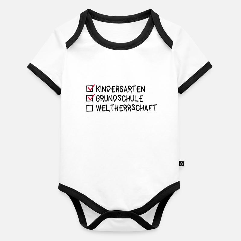 Kidergarten Grundschule Weltherrschaft Baby Bio-Kurzarm-Kontrastbody