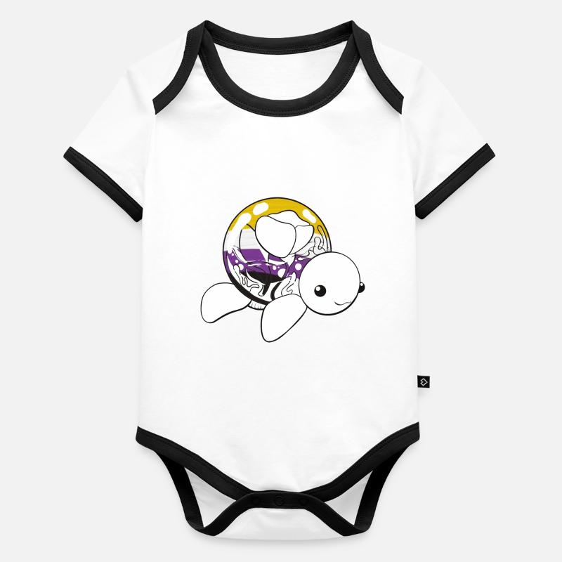 Non binary turtle Body Bébé bio contrasté manches courtes