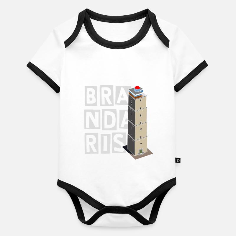 Terschelling Brandaris mit Namen Baby Bio-Kurzarm-Kontrastbody