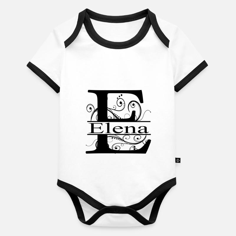 Monogram with the name Elena Organic Baby Contrasting Bodysuit