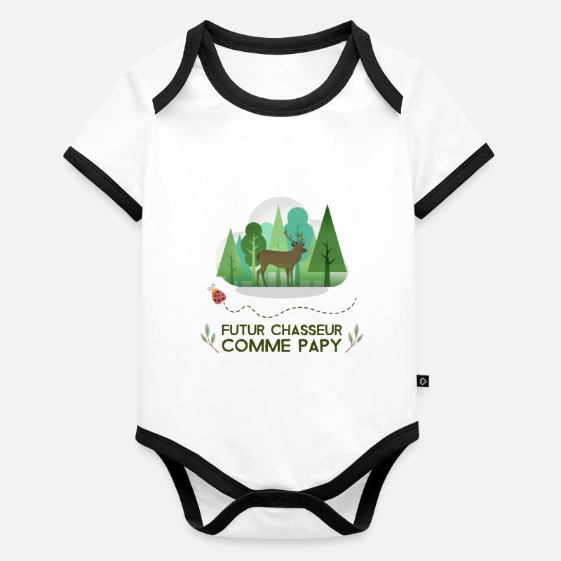 Futur Chasseur Comme Papy Body Bébé bio contrasté manches courtes