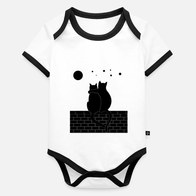 Chat et Chat Body Bébé bio contrasté manches courtes