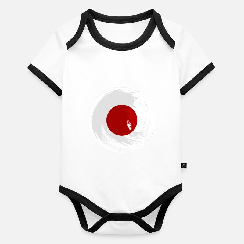 Drapeau du Japon utilisé Look Nihon Drapeau japonais Body Bébé bio contrasté manches courtes