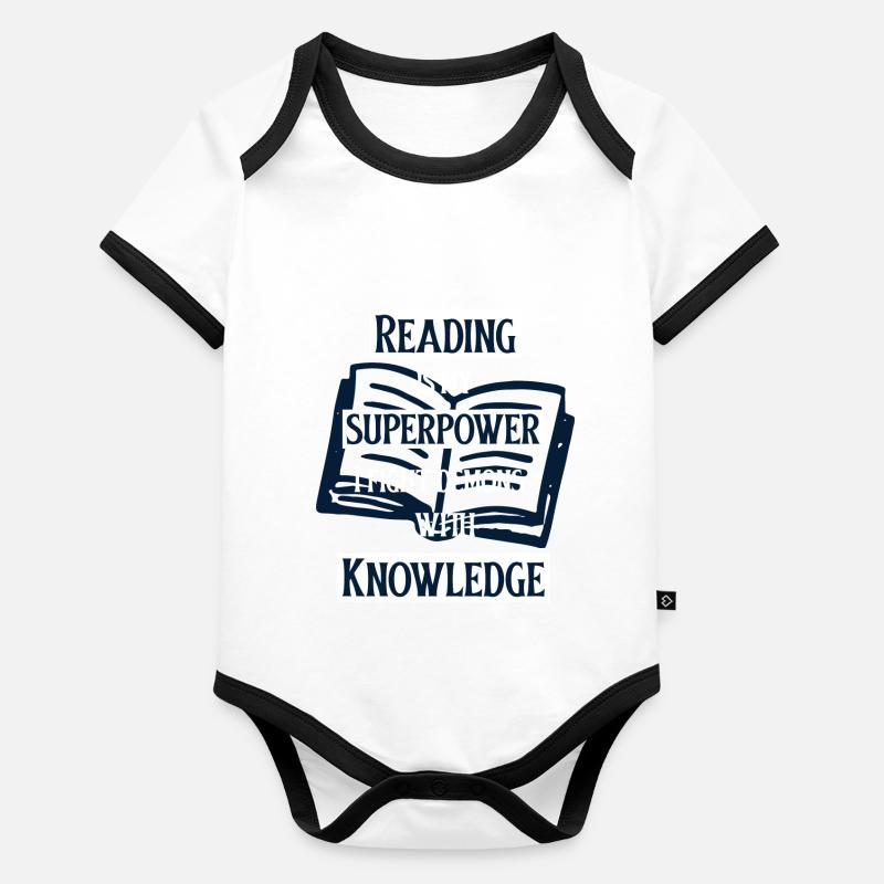 Lesen ist meine Superkraft. Buchen Sie Lover Avid Reader Baby Bio-Kurzarm-Kontrastbody
