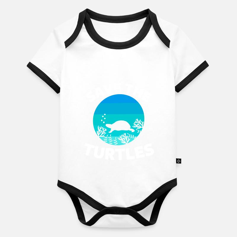 Sea Turtle Ocean Animal Save the Turtle Organic Baby Contrasting Bodysuit
