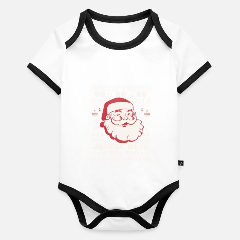 Joyeux Noël - Père Noël Style Pull Moche Body Bébé bio contrasté manches courtes