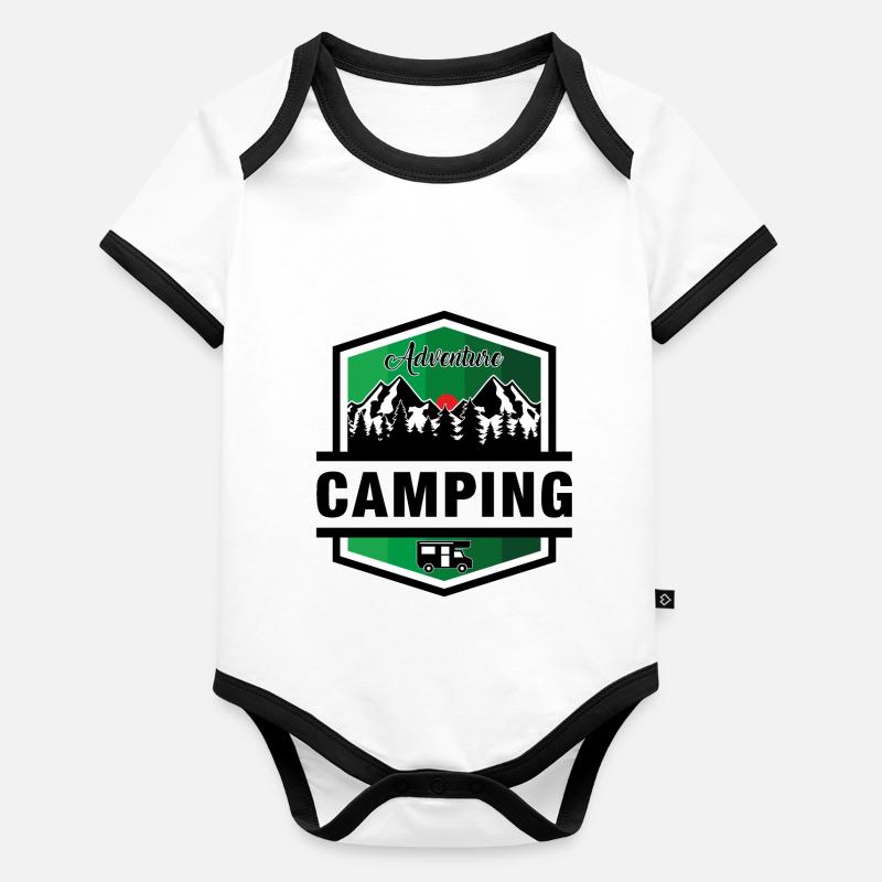 Camping Body Bébé bio contrasté manches courtes