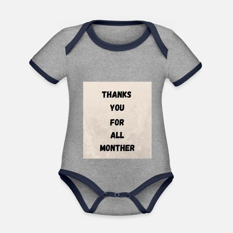 DANKE MUTTER - Baby Bio-Kurzarm-Kontrastbody - Grau meliert/Navy