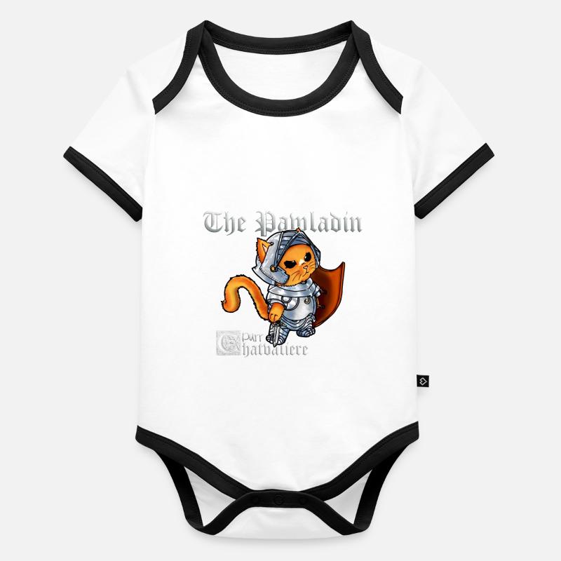 Mignon chat paladin chevalier avec épée Body Bébé bio contrasté manches courtes