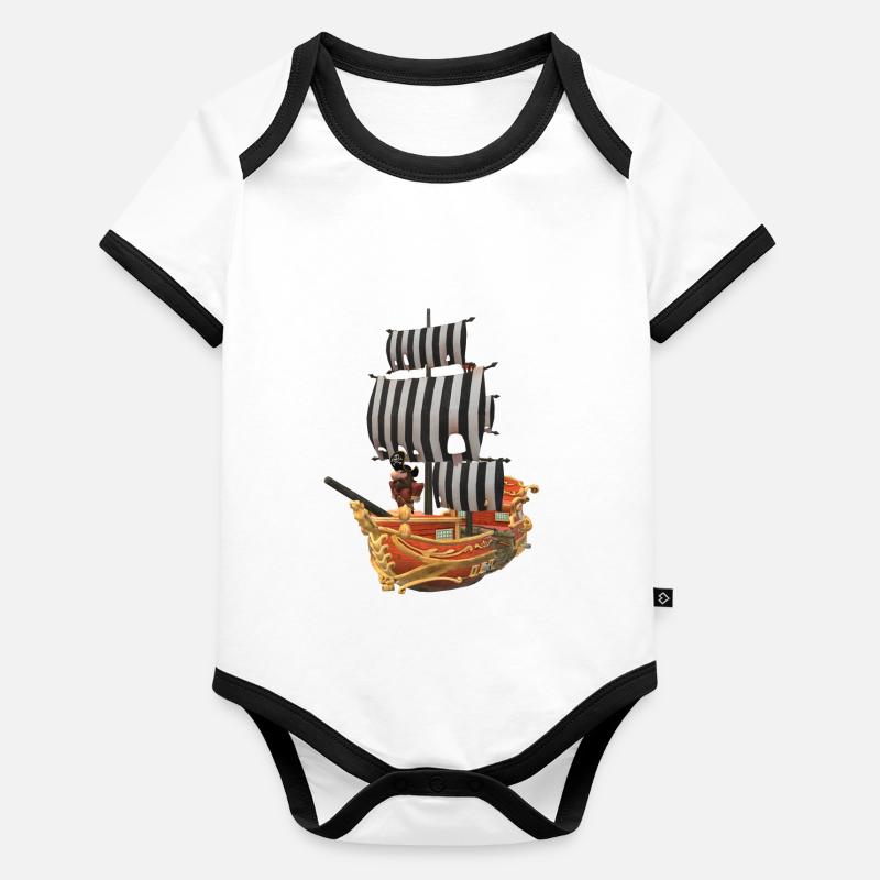 Piratenschiff Baby Bio-Kurzarm-Kontrastbody