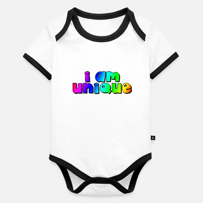I AM UNIQUE Ich bin einzigartig / rainbow Baby Bio-Kurzarm-Kontrastbody
