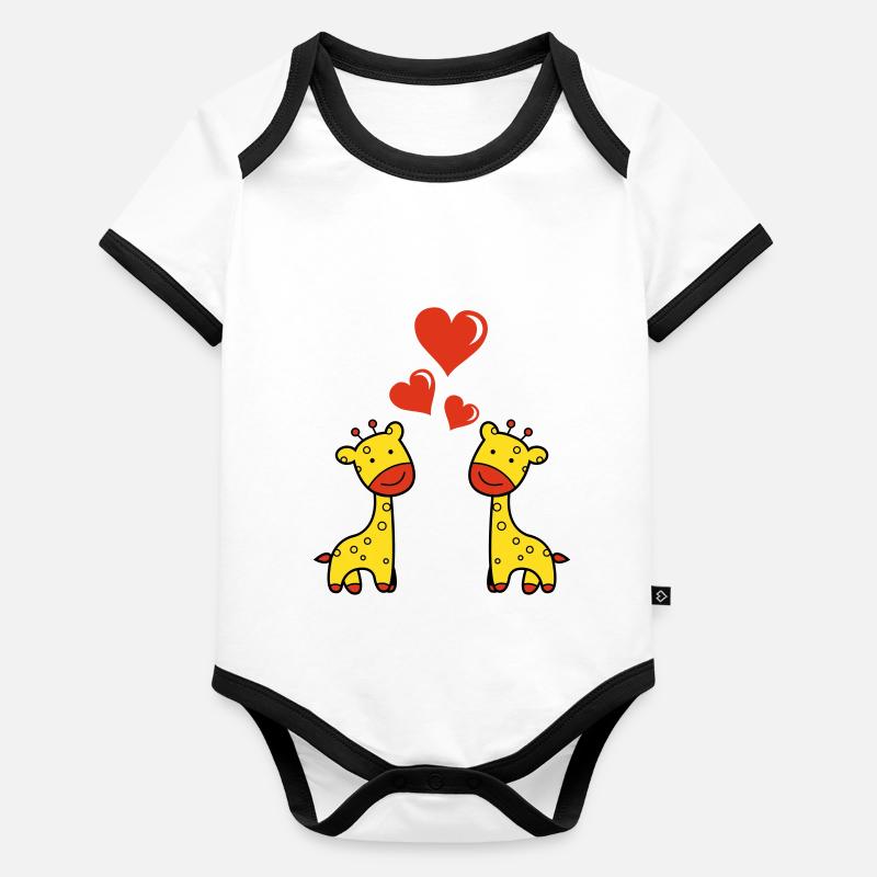 Amour de la girafe Body Bébé bio contrasté manches courtes