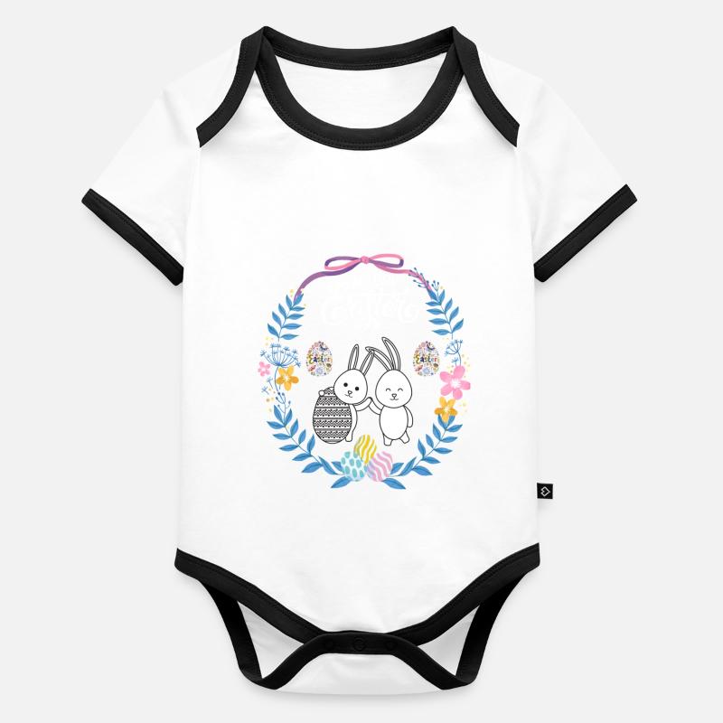 Joyeuses Pâques Body Bébé bio contrasté manches courtes
