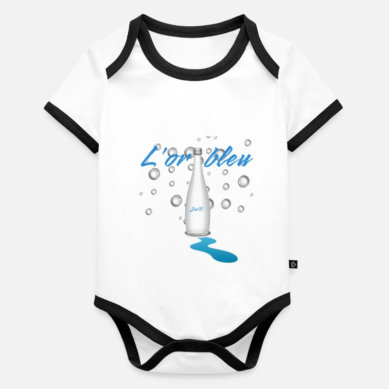 L or bleu Body Bébé bio contrasté manches courtes