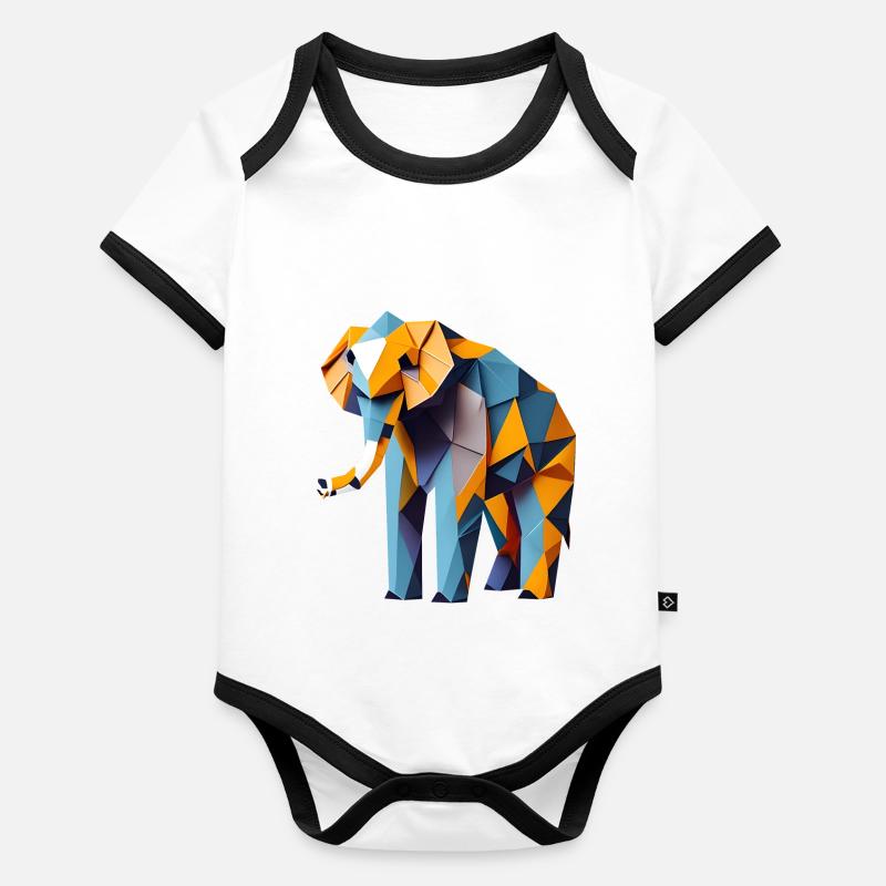 Art du papier éléphant Body Bébé bio contrasté manches courtes
