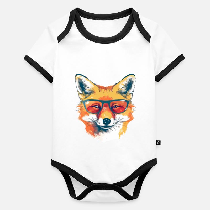 Rex, der bebrillte Fuchs Baby Bio-Kurzarm-Kontrastbody
