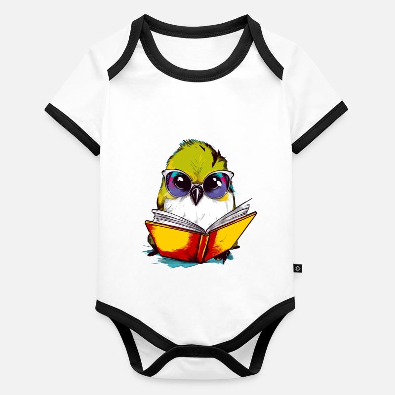 Bako, der gelehrte Vogel Baby Bio-Kurzarm-Kontrastbody
