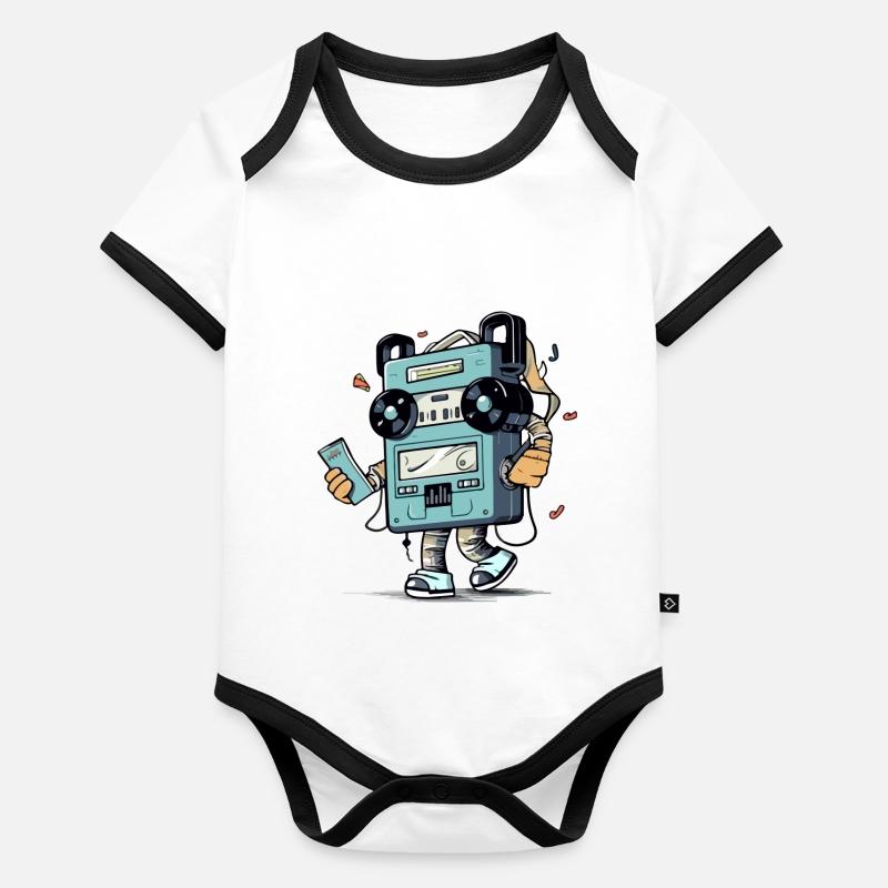 Zazo le walkman Body Bébé bio contrasté manches courtes