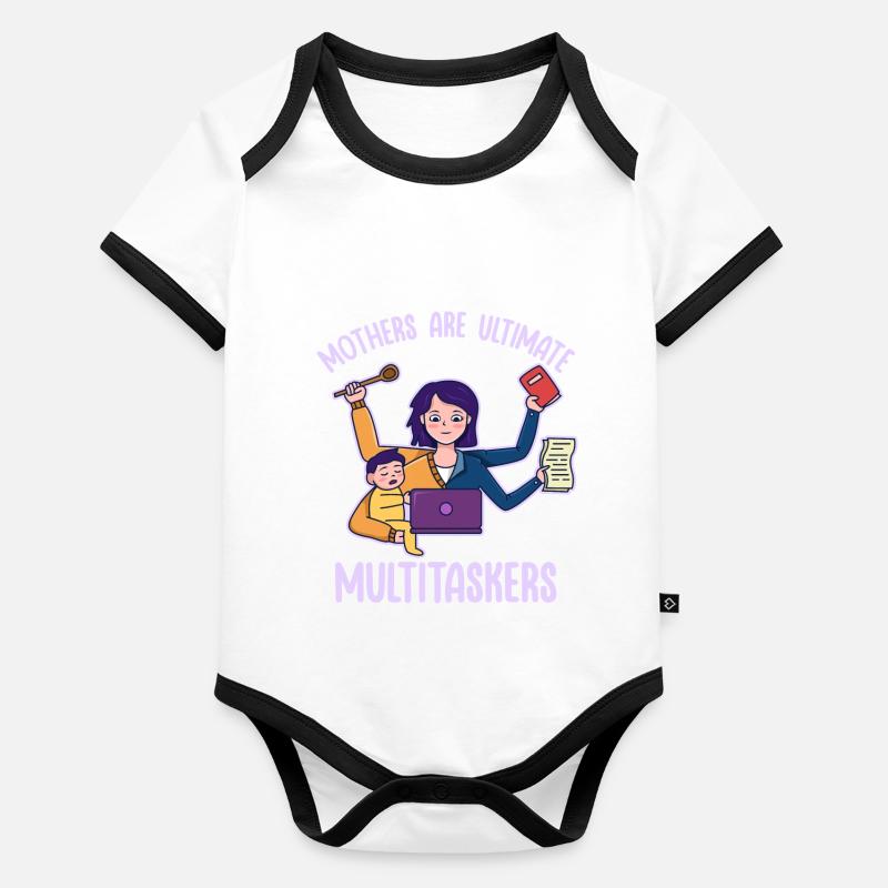 Mother's Day Multitasking Work Design Organic Baby Contrasting Bodysuit