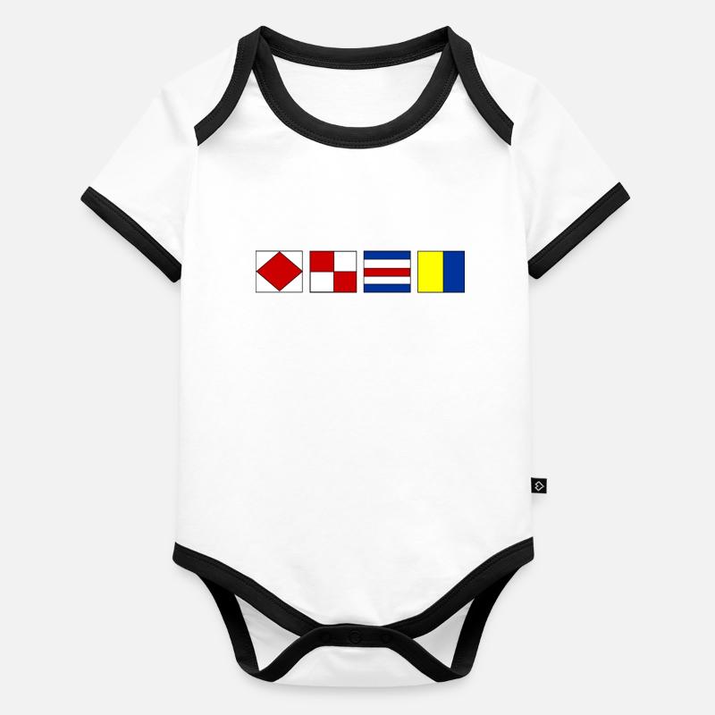 Drapeaux nautiques Body Bébé bio contrasté manches courtes