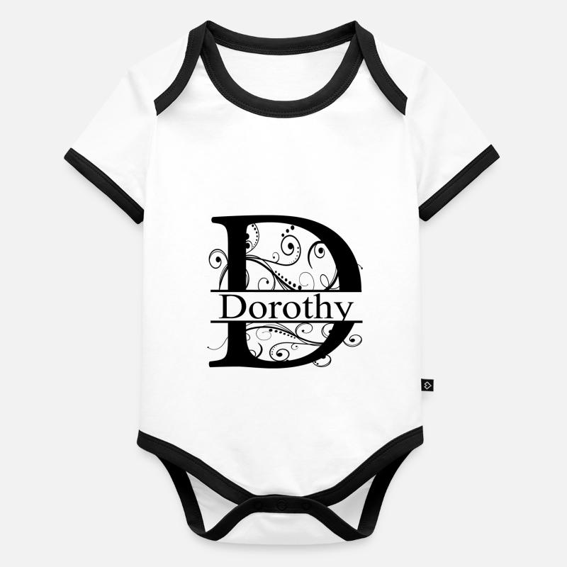 Monogram avec le prénom Dorothy Body Bébé bio contrasté manches courtes