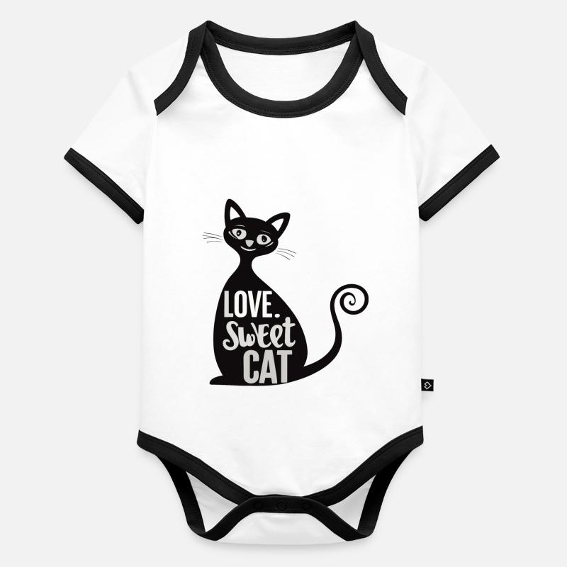chat doux animal Body Bébé bio contrasté manches courtes