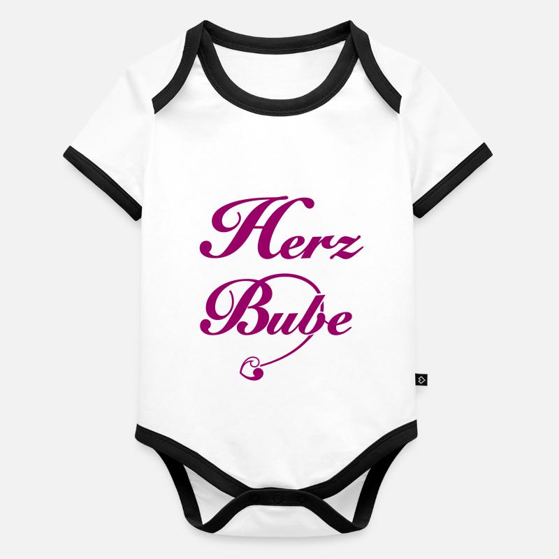 Herz Bube Jüngling Junge junger Mann Baby Bio-Kurzarm-Kontrastbody