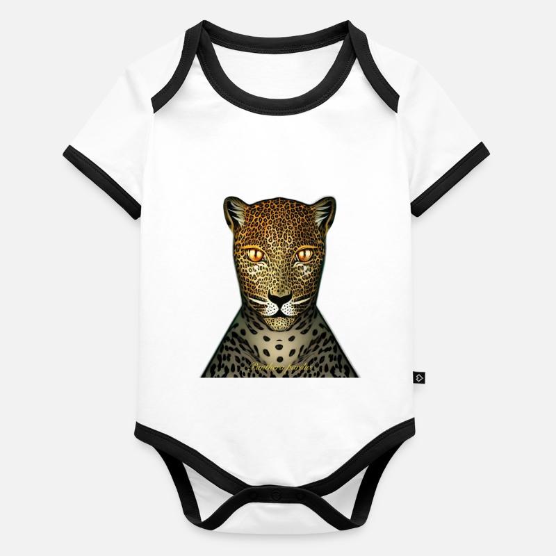 Léopard Body Bébé bio contrasté manches courtes
