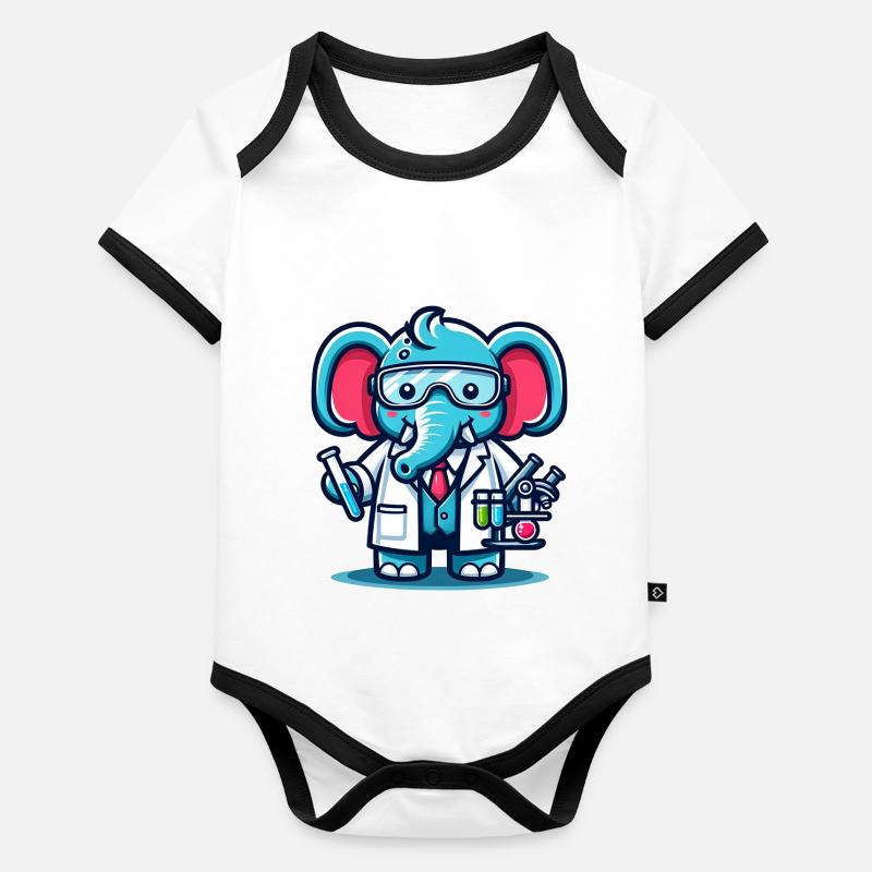 Scientifique éléphant mignon Body Bébé bio contrasté manches courtes
