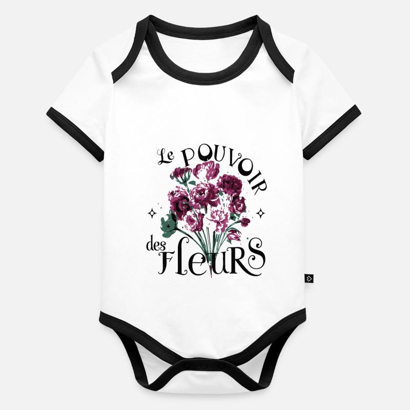 Le pouvoir des fleurs Body Bébé bio contrasté manches courtes