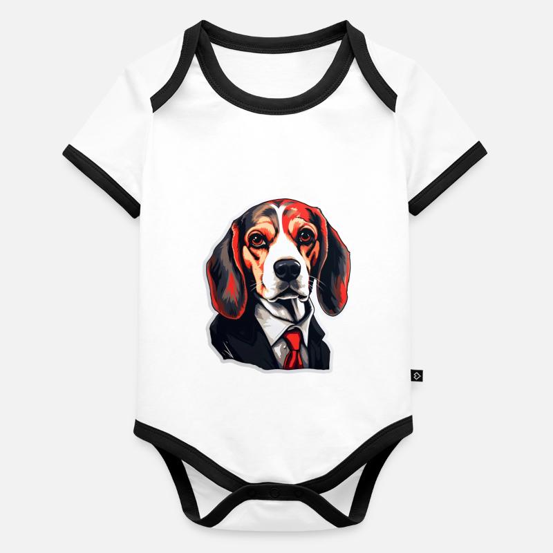 Beagle en costume Body Bébé bio contrasté manches courtes
