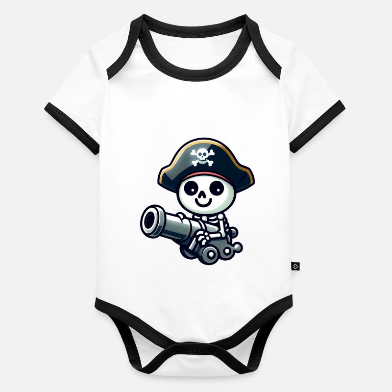 Crâne Pirate - Trésor Squelette Body Bébé bio contrasté manches courtes