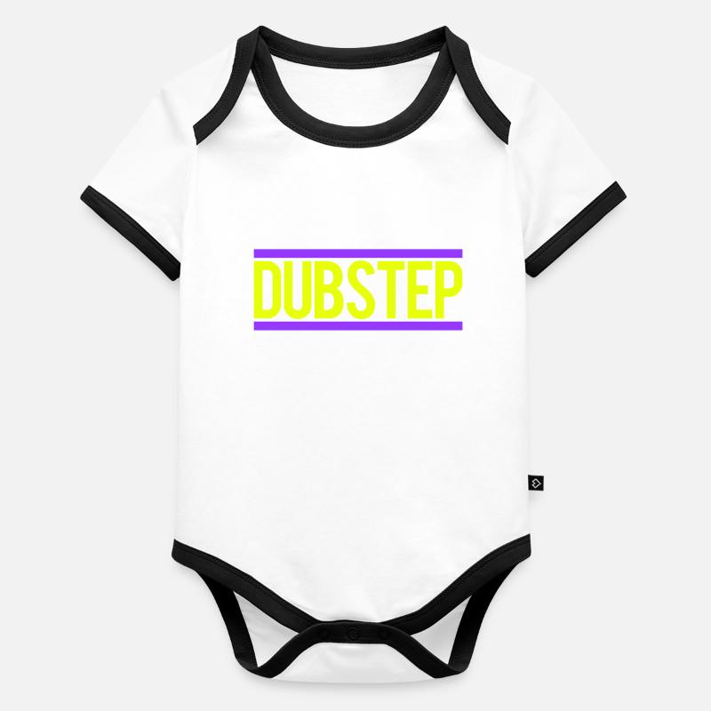 Dub Step Techno Musique Party Bar Texte Lettrage Body Bébé bio contrasté manches courtes