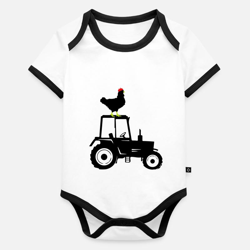 hahn silhouette traktor Baby Bio-Kurzarm-Kontrastbody
