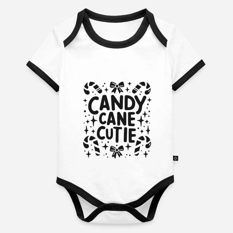 Canne de bonbon mignonne Body Bébé bio contrasté manches courtes
