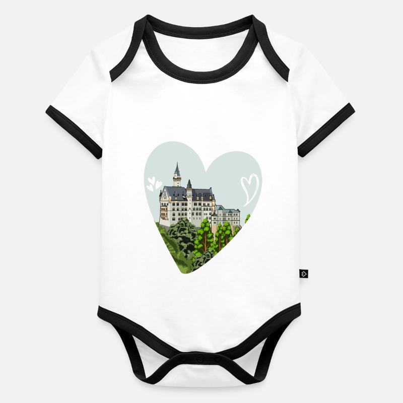Château de Neuschwanstein // Illustration Body Bébé bio contrasté manches courtes