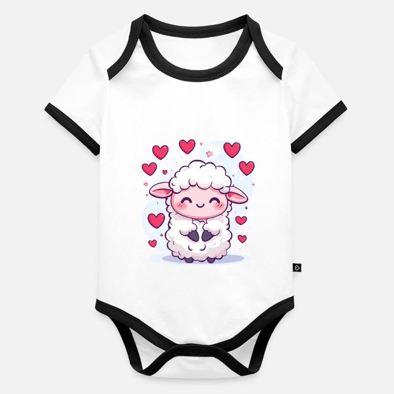 Chibi-Schaf als Babygeschenk Baby Bio-Kurzarm-Kontrastbody